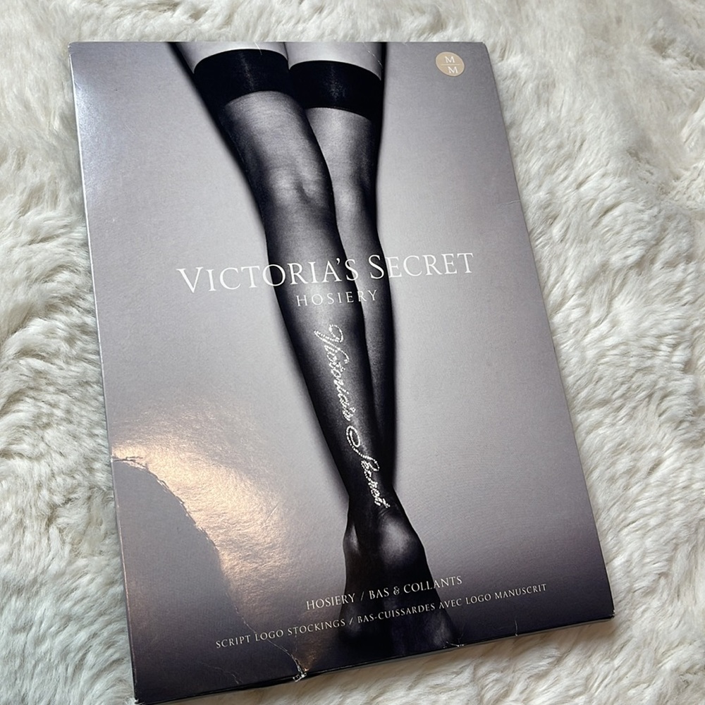 NWT Victoria’s Secret Script Logo Stockings - SIZE: M